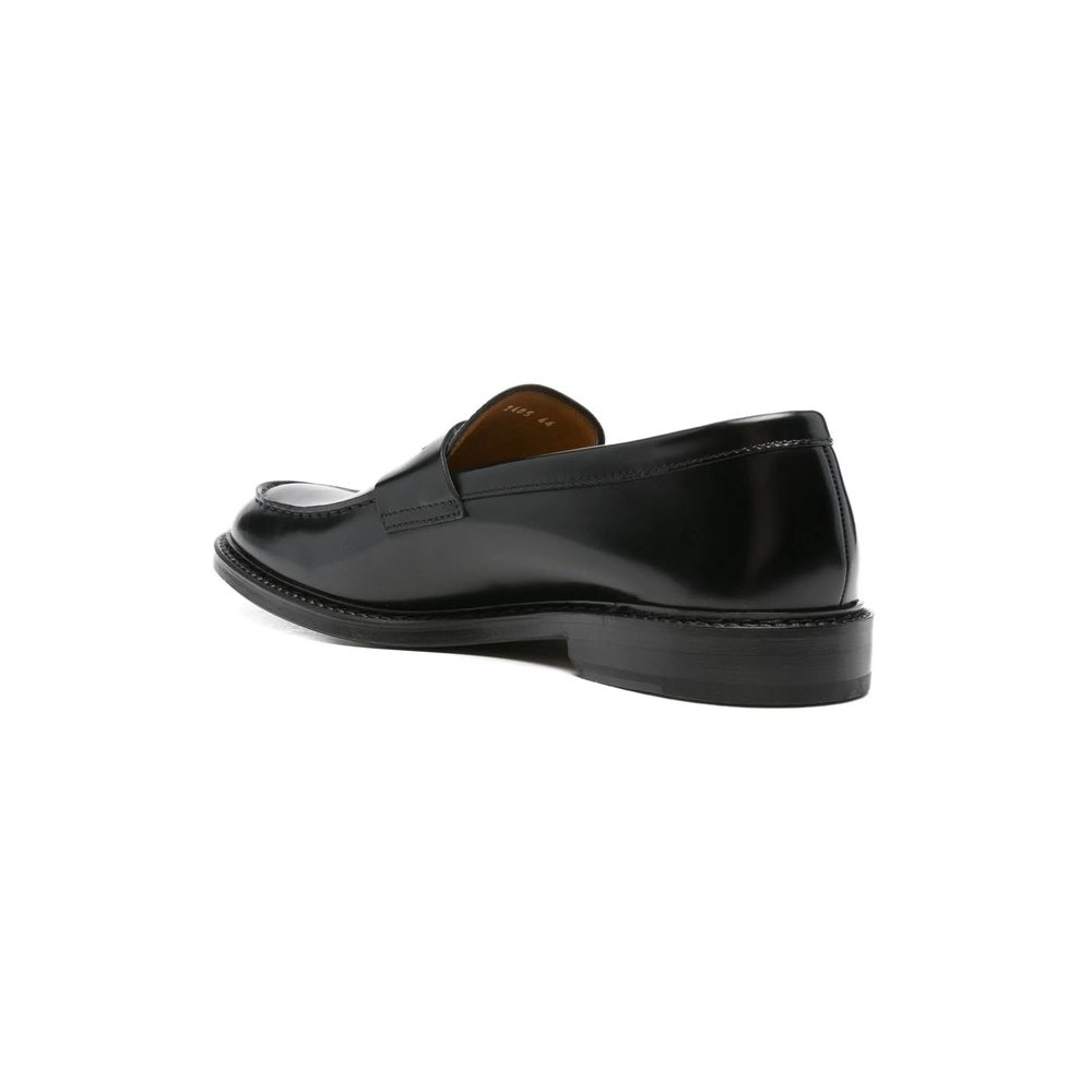 Doucal'S Horsebit Almond-Toe Calf Leather Loafer — Black, view 4