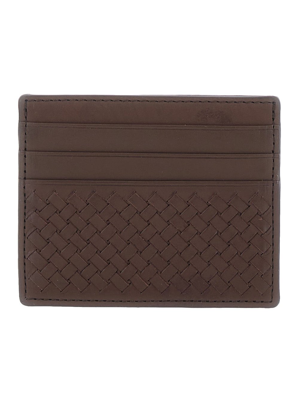 Dragon Diffusion Woven Calf Leather Card Case — Brown by Dragon Diffusion