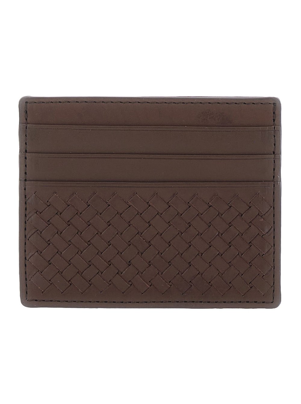 Dragon Diffusion Woven Calf Leather Card Case — Brown, view 2