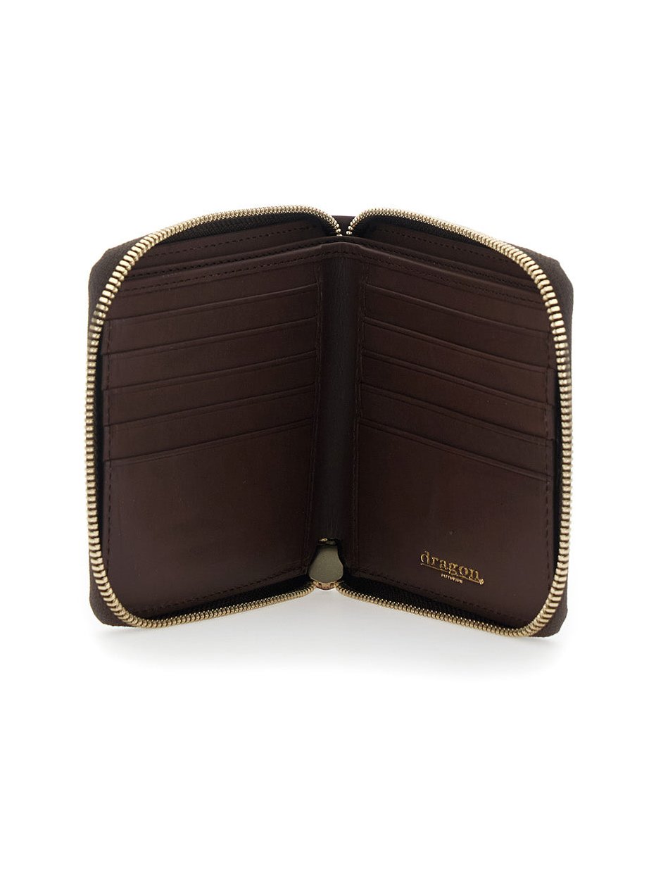 Dragon Diffusion Intrecciato Woven Leather Wallet — Brown, view 3