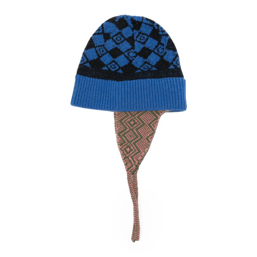 Dries Van Noten 4707 Argyle-Patterned Cotton Bucket Hat — Blue by Dries Van Noten