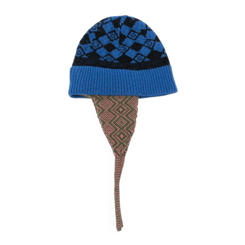 Dries Van Noten 4707 Argyle-Patterned Cotton Bucket Hat — Blue, view 2