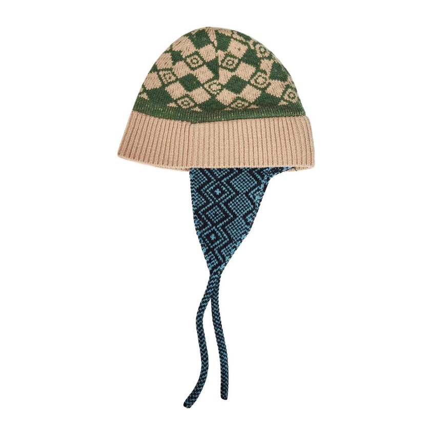 Dries Van Noten 4707 Wool Jacquard Knit Winter Hat by Dries Van Noten