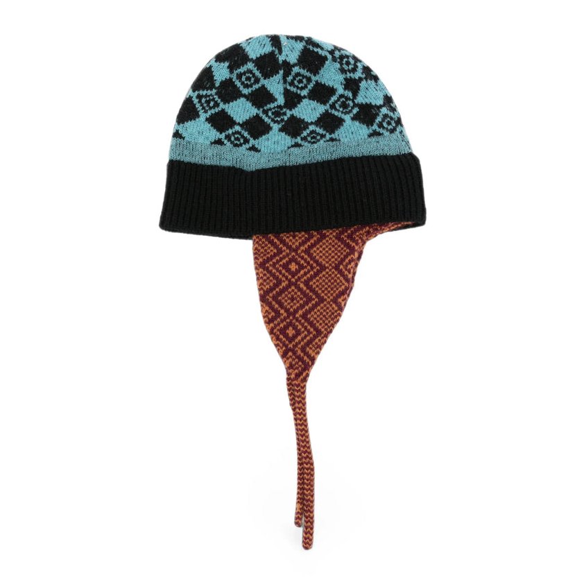 Dries Van Noten 4707 Geometric Knitted Wool Winter Hat — Blue by Dries Van Noten