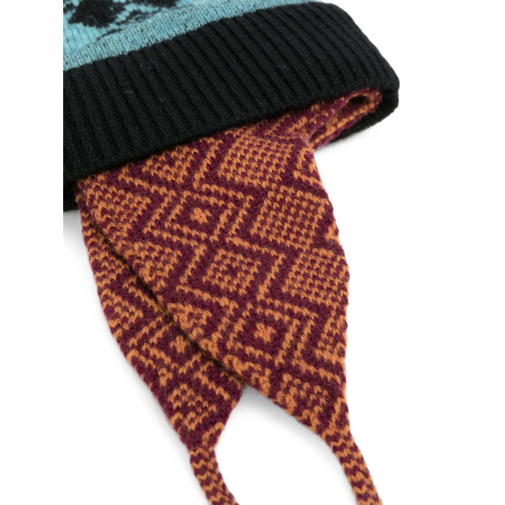 Dries Van Noten 4707 Geometric Knitted Wool Winter Hat — Blue, view 2