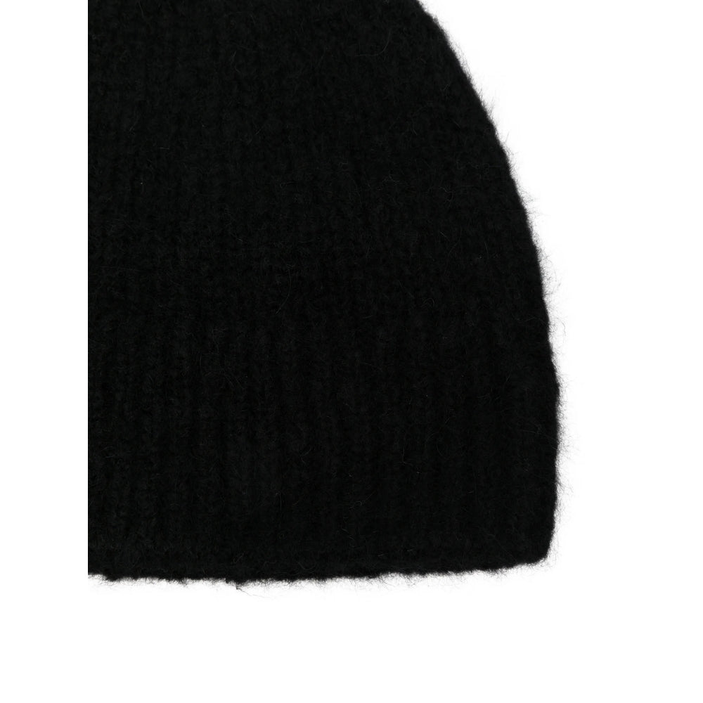 Dries Van Noten 4709 Alpaca-Merino Blend Ribbed Knit Beanie — Black, view 3