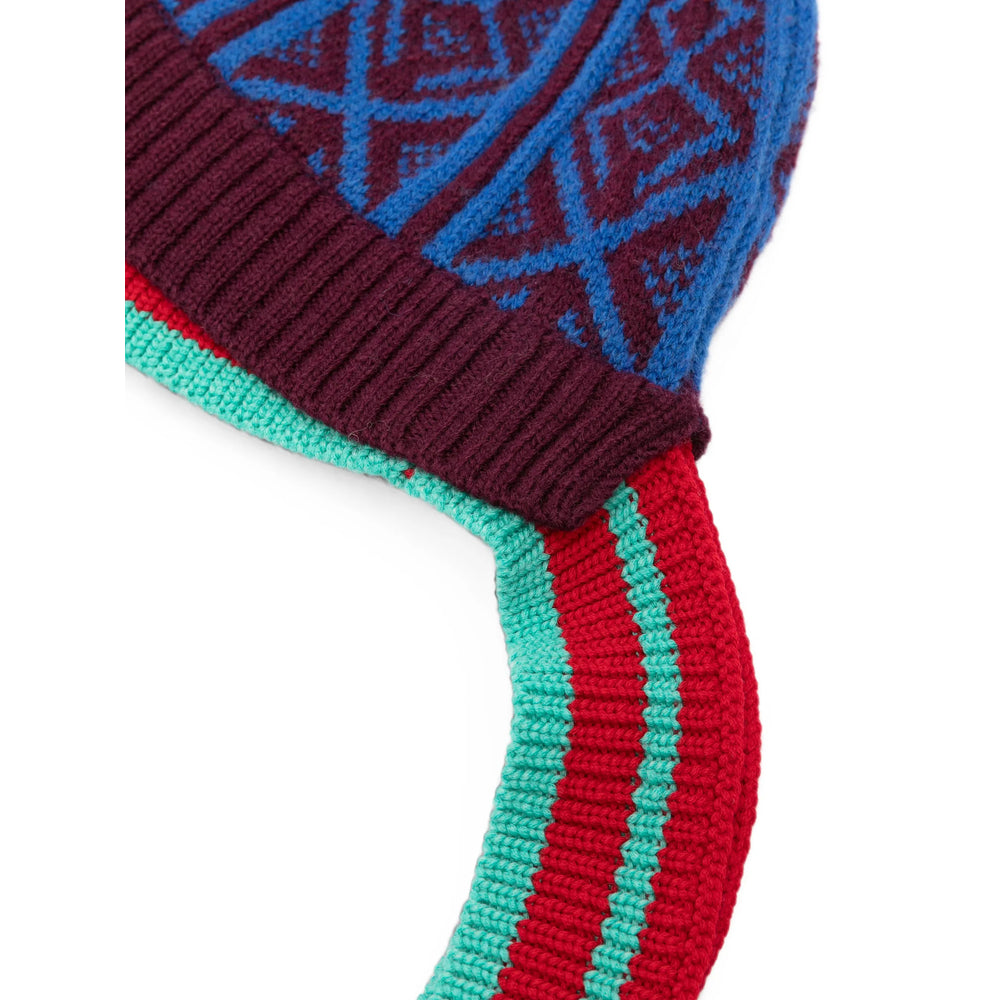 Dries Van Noten 4761 Geometric-Patterned Knit Baseball Cap — Blue, view 2