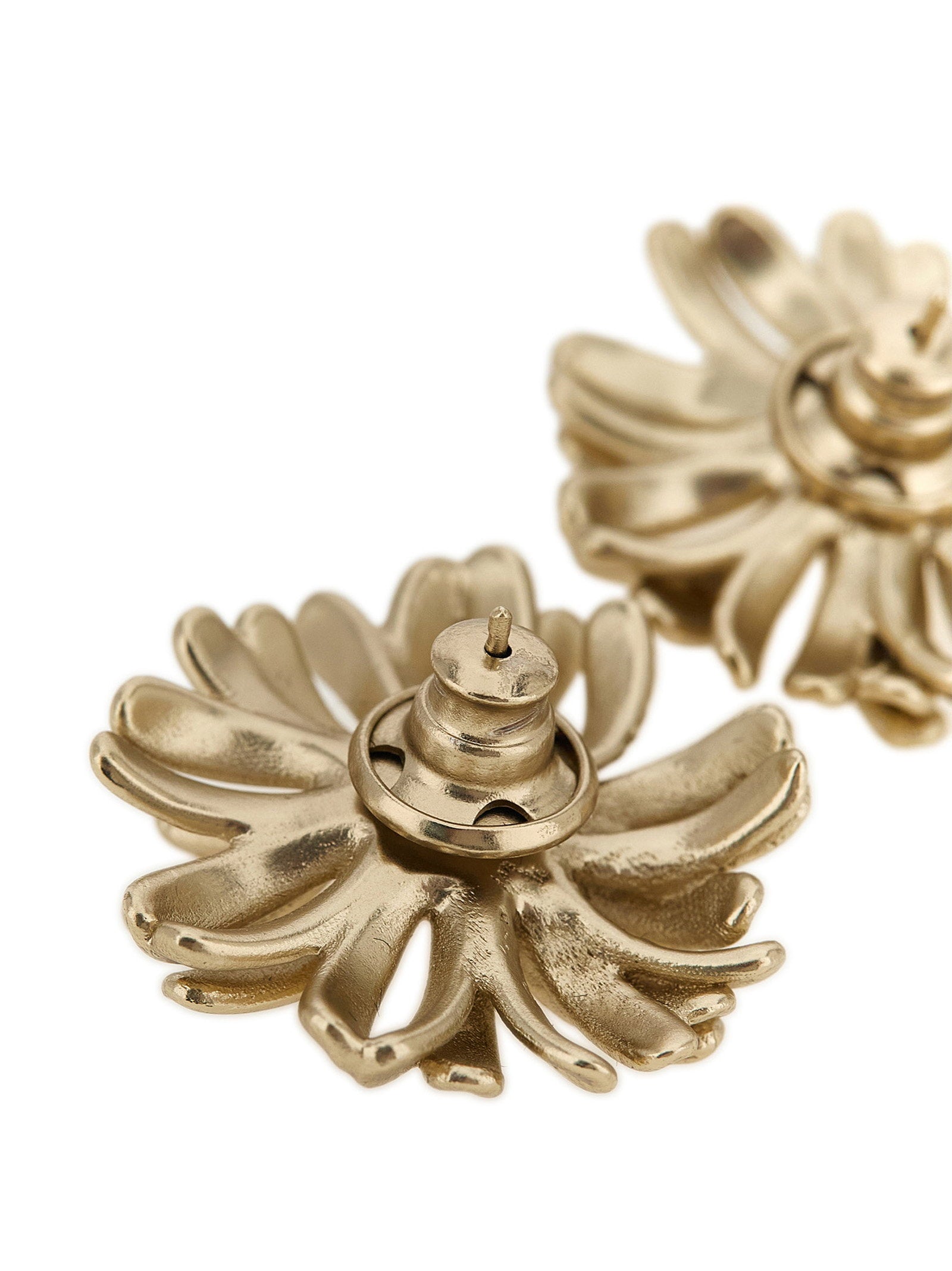 Dries Van Noten Sculptural Flower Earrings — Gold, view 3