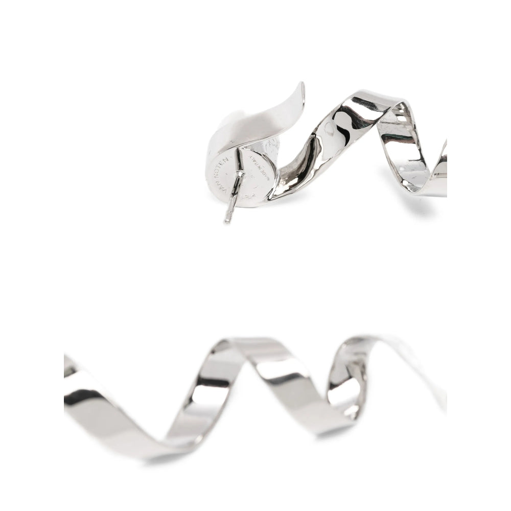Dries Van Noten Spiral Detail Silver-Tone Earrings — Silver, view 3