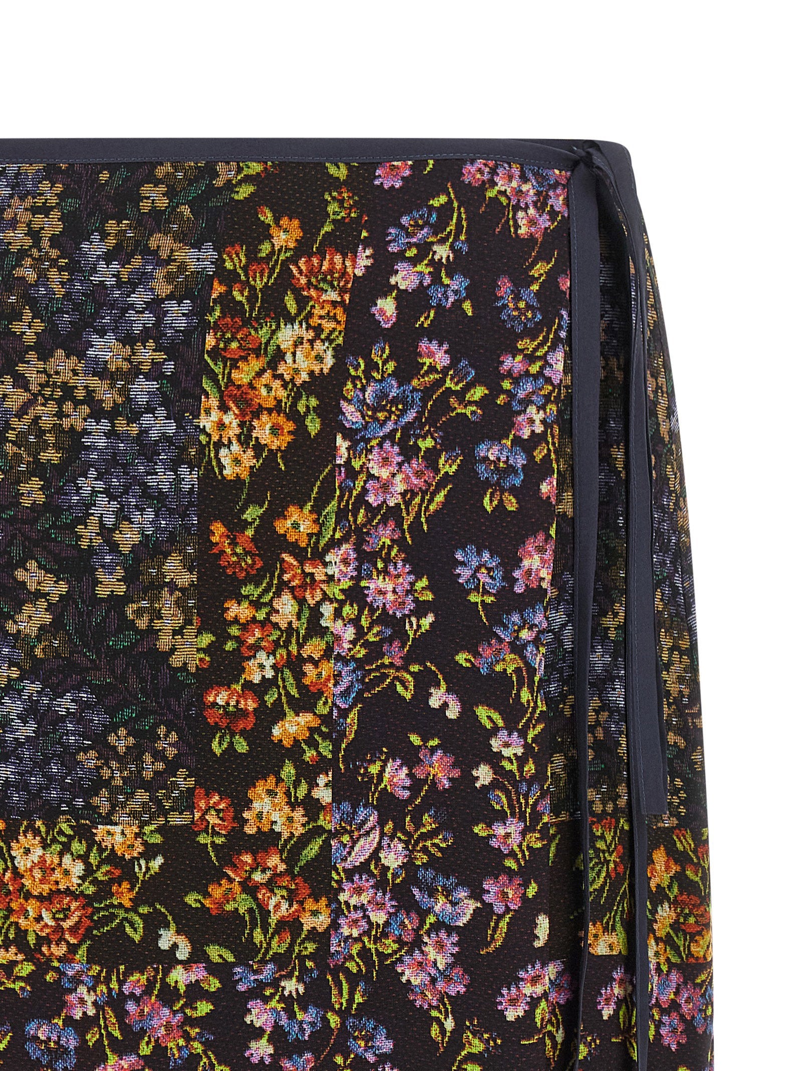 Dries Van Noten Patchwork Floral Jacquard Skirt — Black, view 3