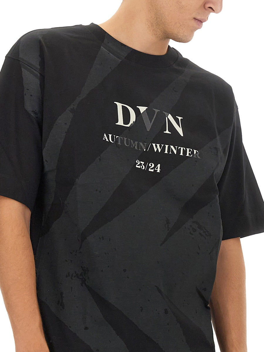 Dries Van Noten Logo-Embroidered Cotton T-Shirt — Black, view 2