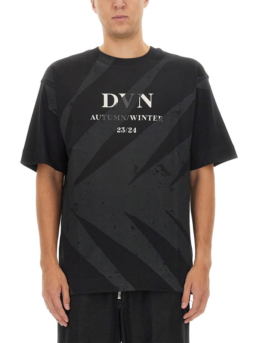 Dries Van Noten Logo-Embroidered Cotton T-Shirt — Black, view 3