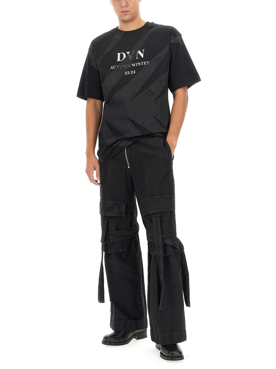Dries Van Noten Logo-Embroidered Cotton T-Shirt — Black, view 4