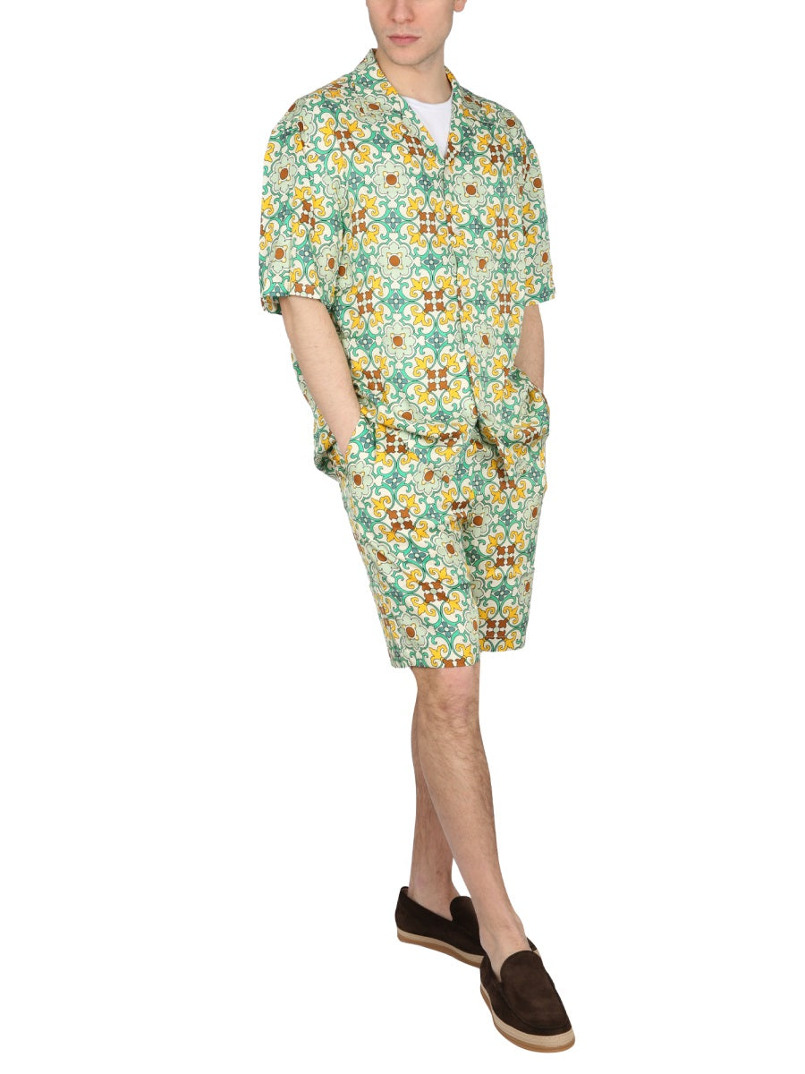 DrôLe De Monsieur Drawstring Viscose Bermuda Shorts — Green by Drole De Monsieur