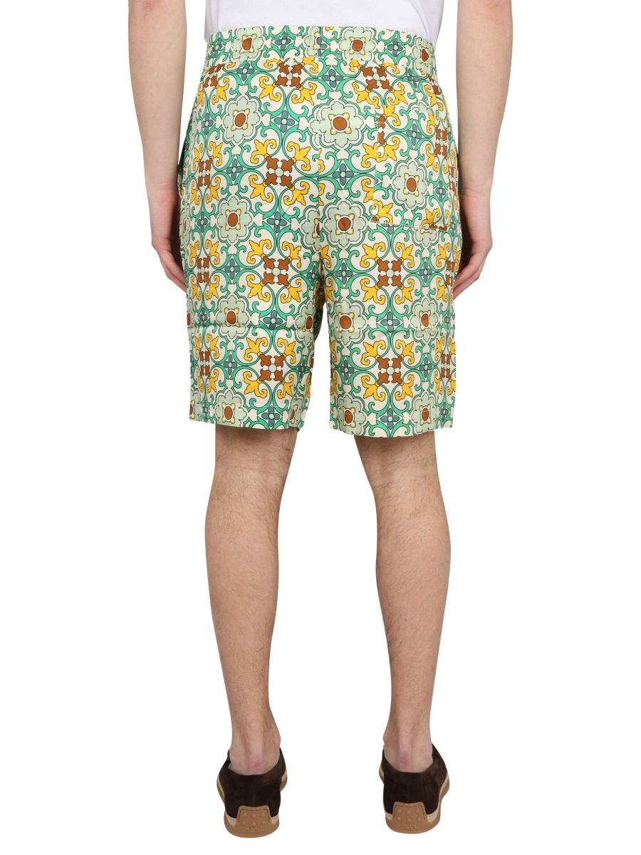 DrôLe De Monsieur Drawstring Viscose Bermuda Shorts — Green, view 4