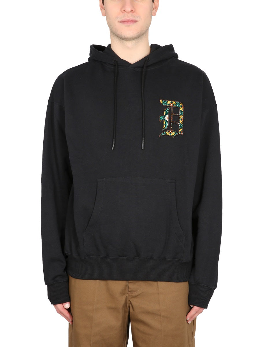 DrôLe De Monsieur Logo-Embroidered Cotton Hoodie — Black, view 2