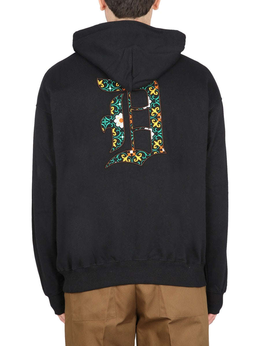 DrôLe De Monsieur Logo-Embroidered Cotton Hoodie — Black, view 3