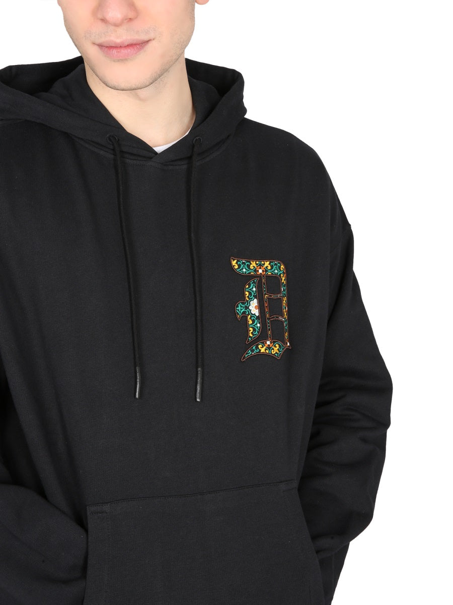 DrôLe De Monsieur Logo-Embroidered Cotton Hoodie — Black, view 4