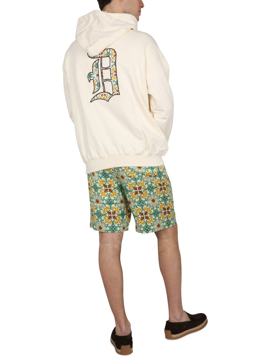 DrôLe De Monsieur Logo-Embroidered Hooded Sweatshirt — Beige, view 3