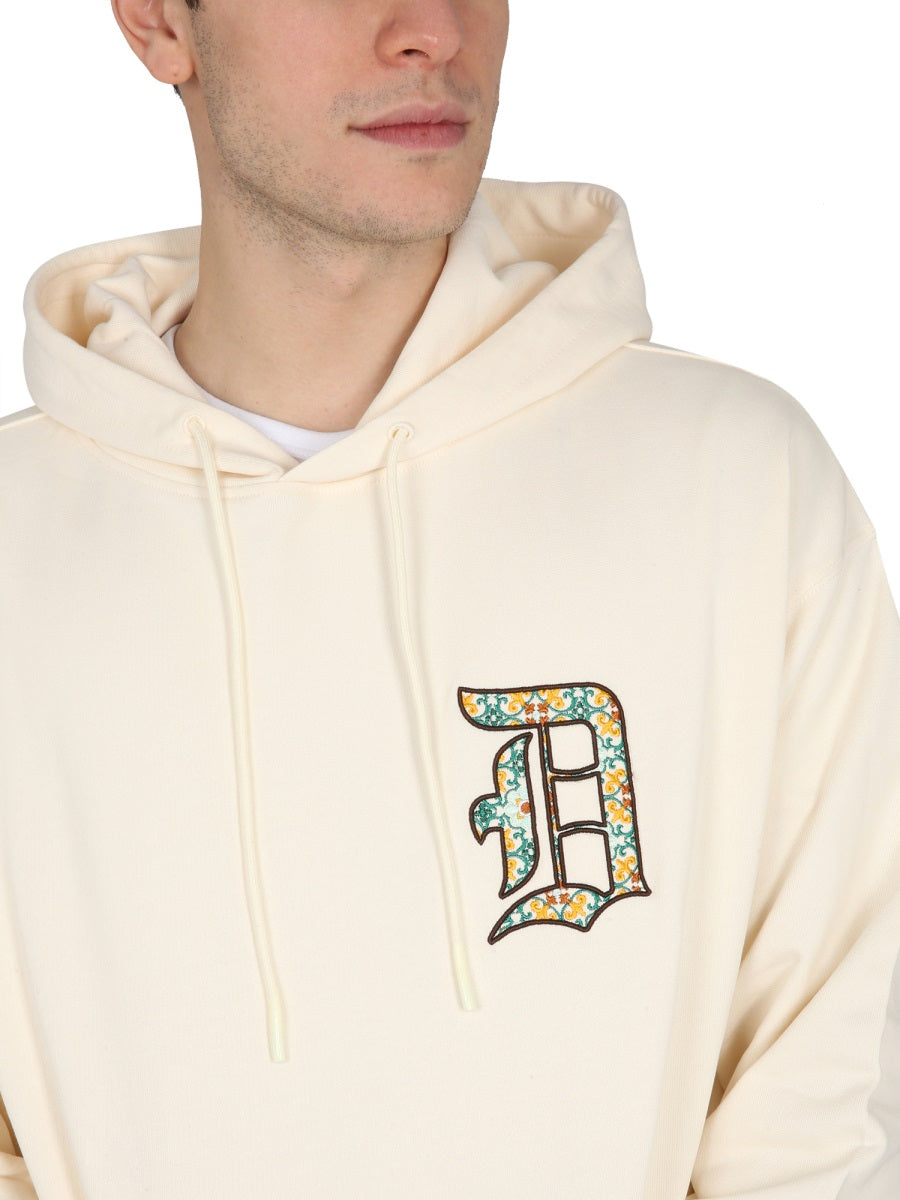 DrôLe De Monsieur Logo-Embroidered Hooded Sweatshirt — Beige, view 4