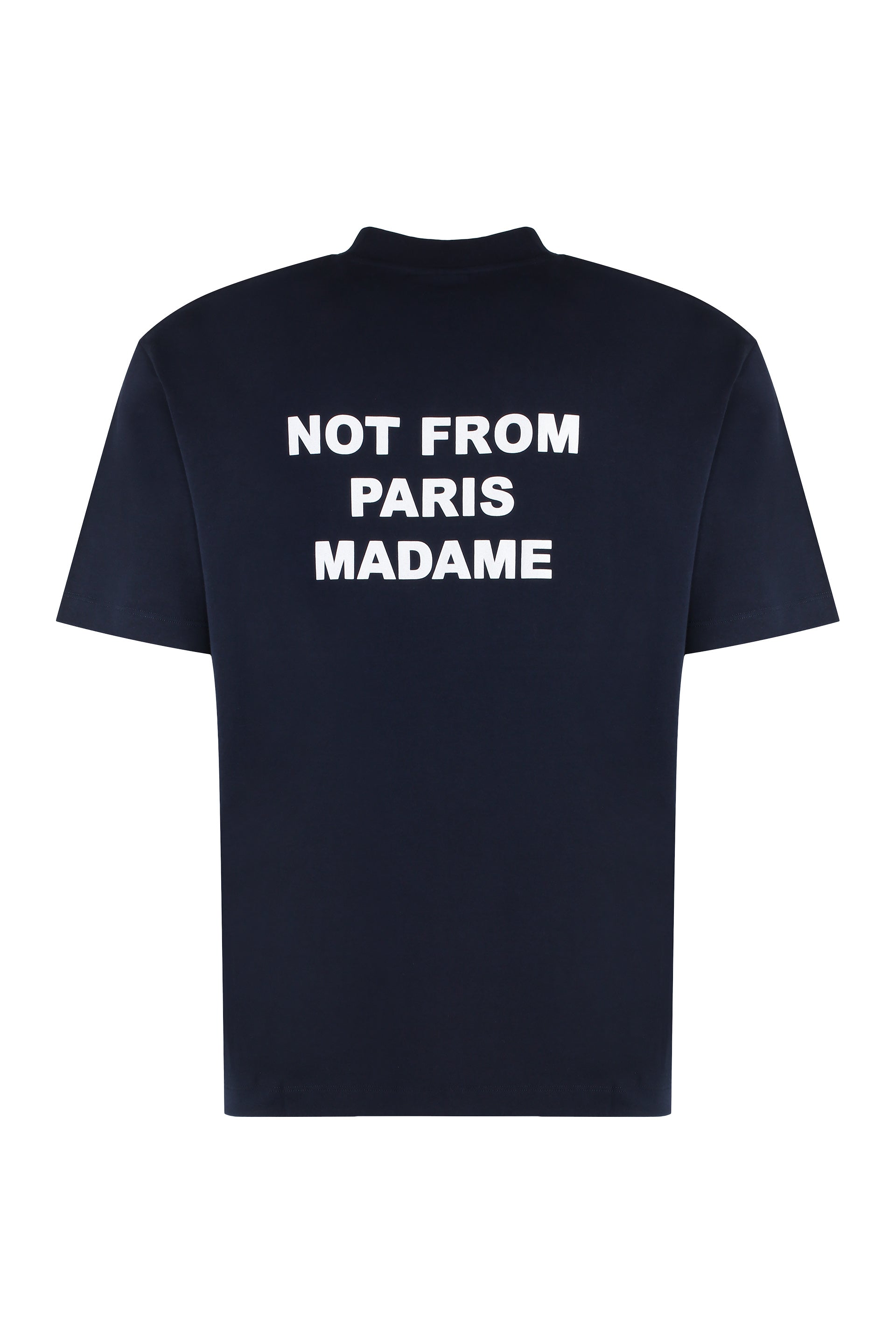 DrôLe De Monsieur Slogan-Print Cotton T-Shirt — Navy, view 2