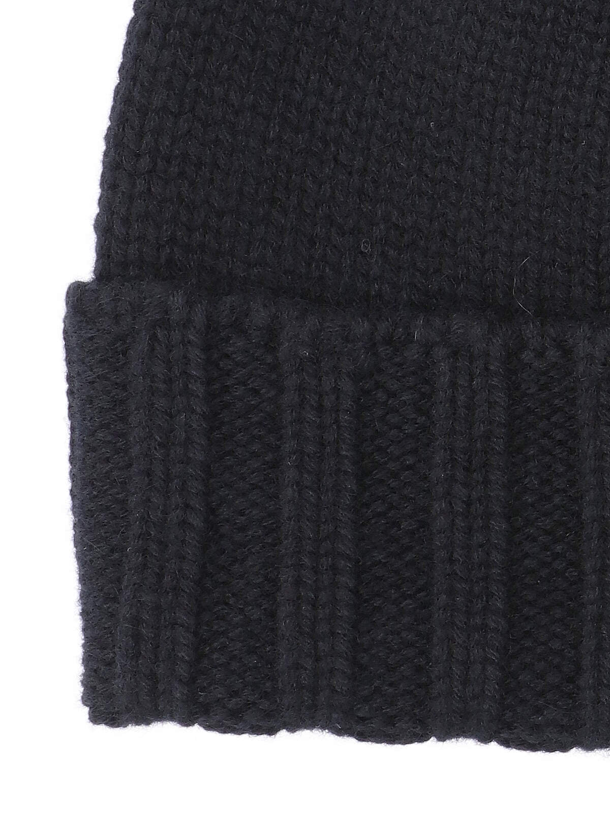 Drumohr D1K750 Cashmere Chunky Knit Beanie — Black, view 3