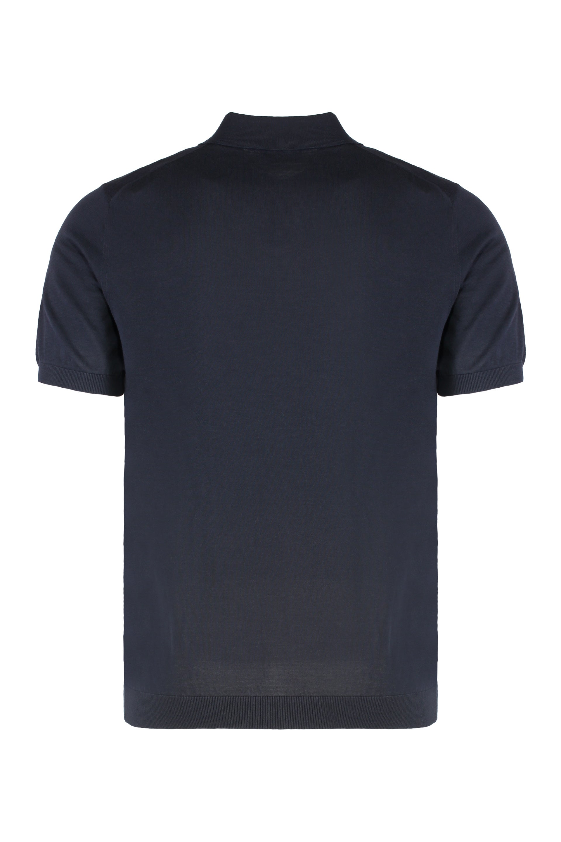 Drumohr Knitted Cotton Polo Shirt — Navy, view 2