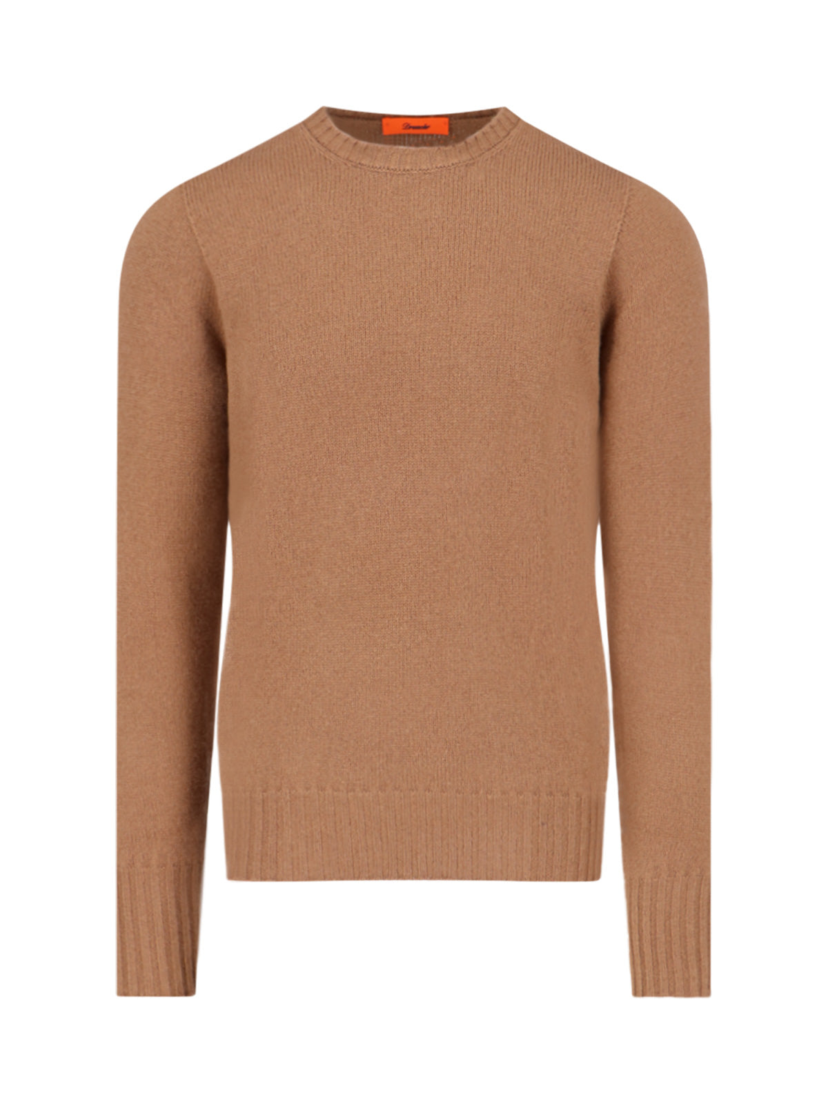 Drumohr Crew-Neck Lambswool Sweater — Brown by Drumohr