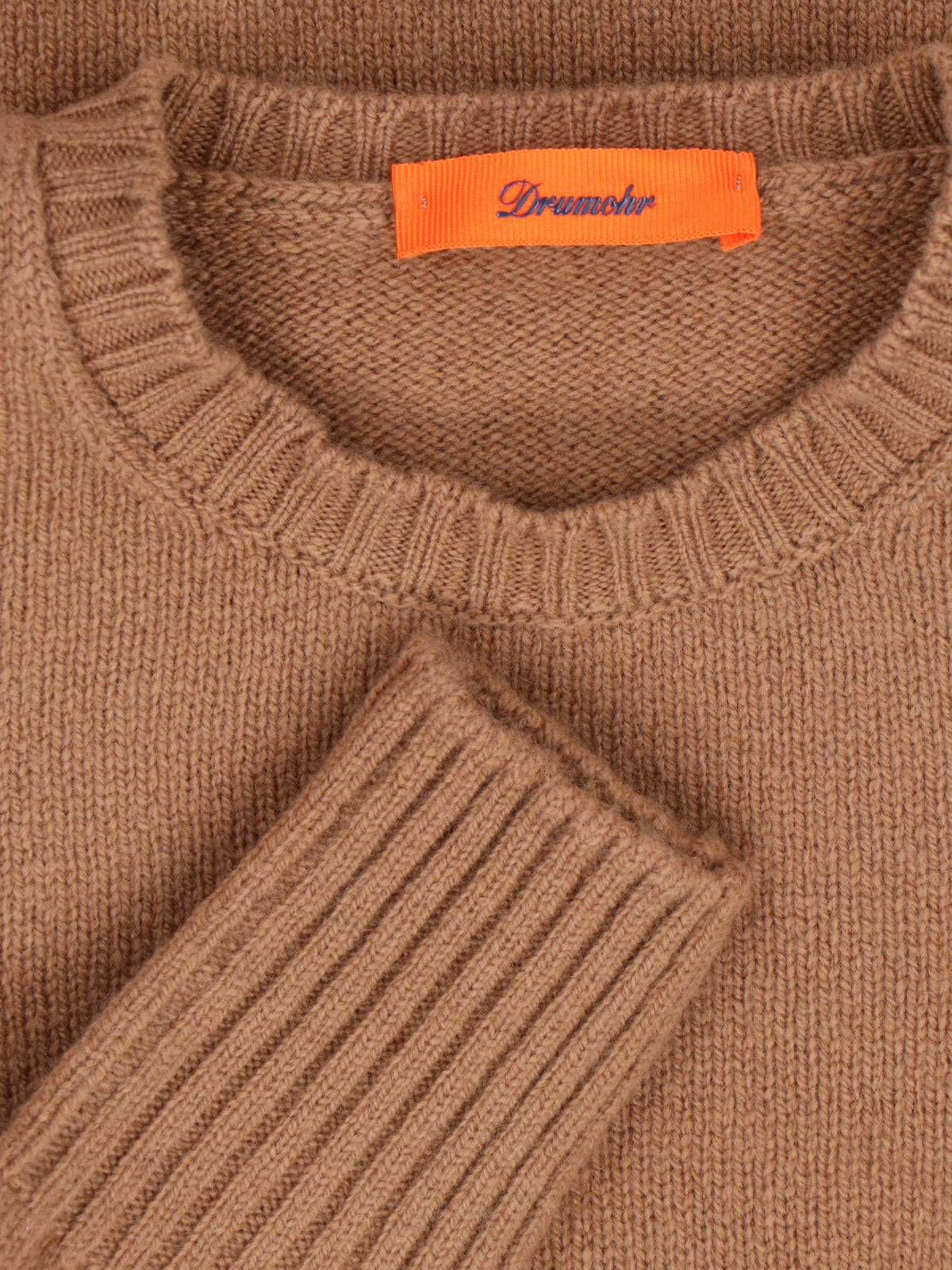 Drumohr Crew-Neck Lambswool Sweater — Brown, view 3