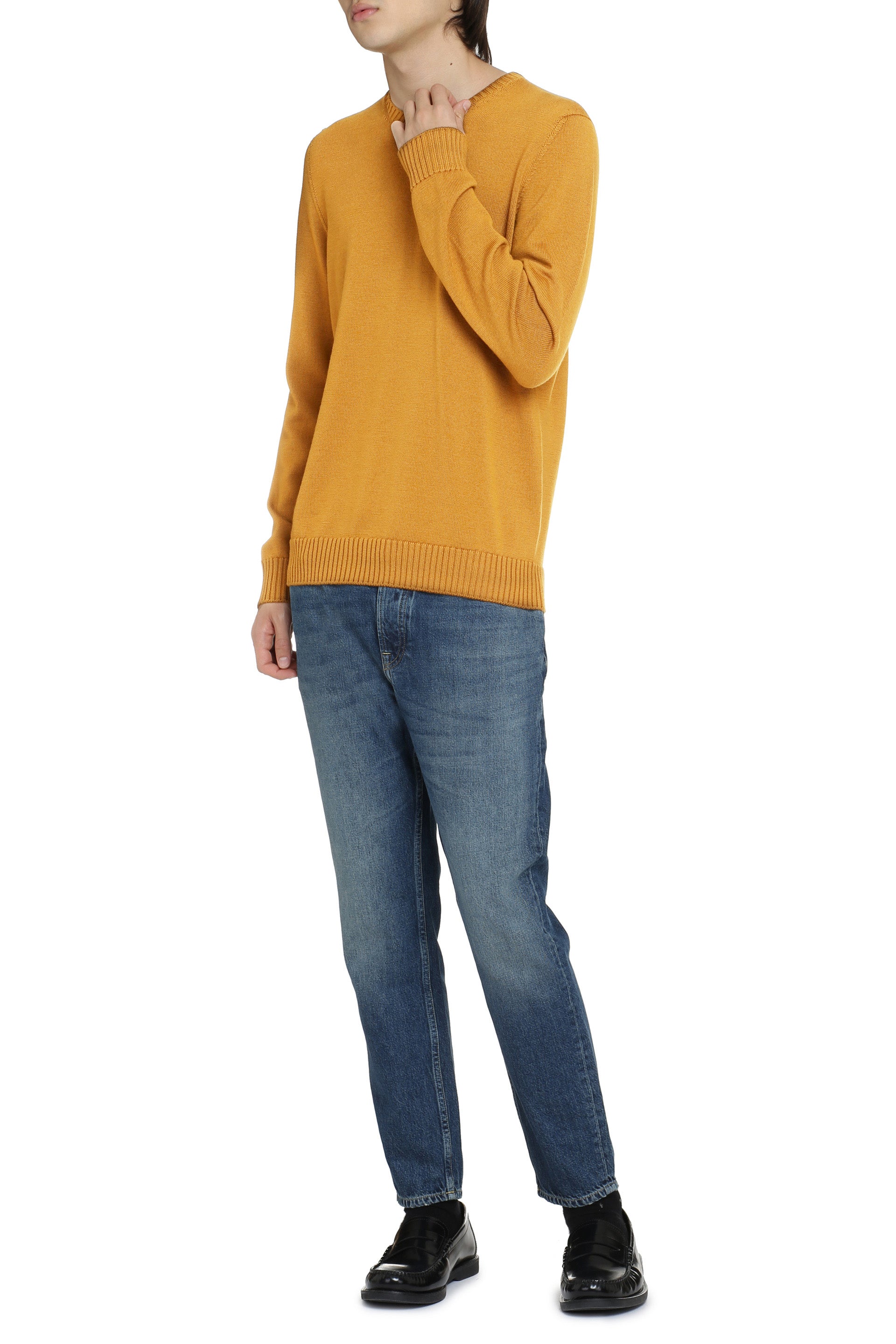 Drumohr Merino Wool Crewneck Sweater — Camel, view 3
