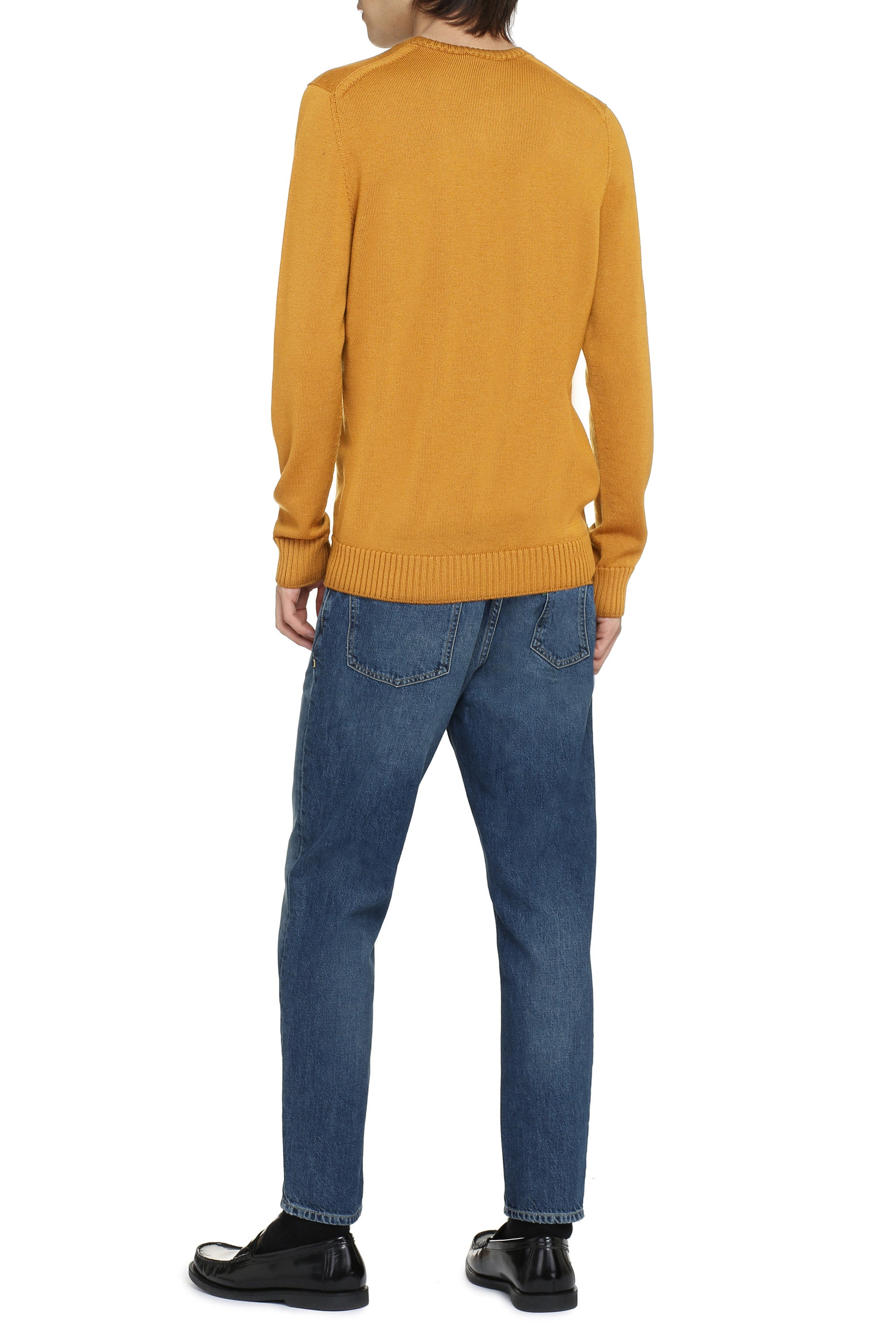 Drumohr Merino Wool Crewneck Sweater — Camel, view 4