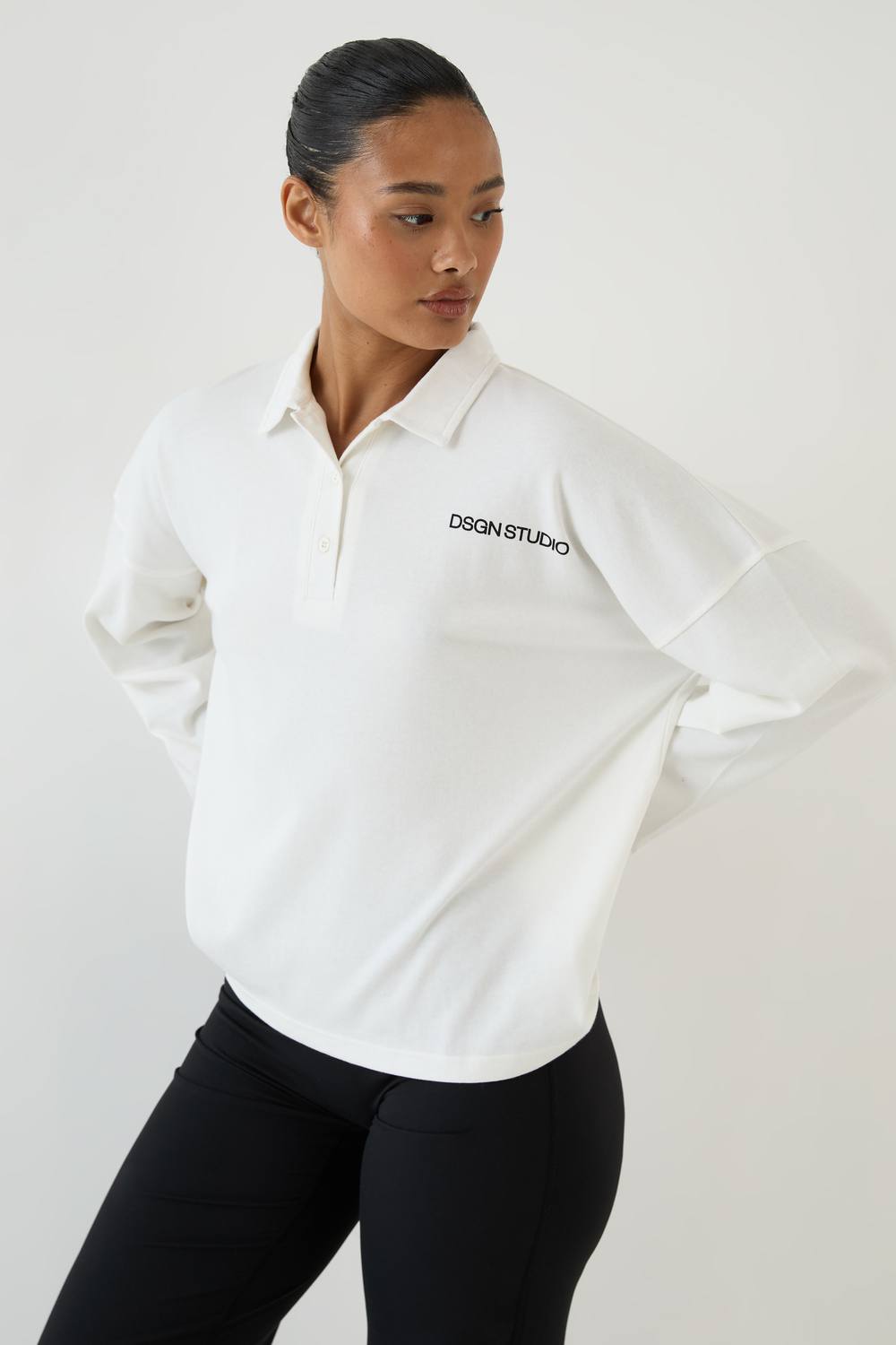 DSGN Studio Women's Collared Long Sleeve Top in Ecru by boohoo