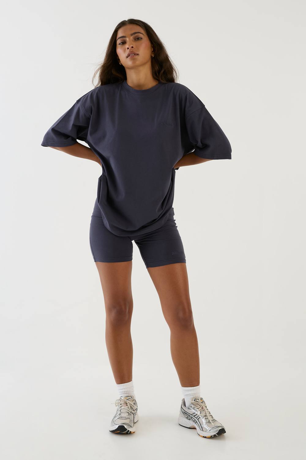 DSGN Studio Women's Oversized T-Shirt & Cycling Short Set in Midnight by boohoo