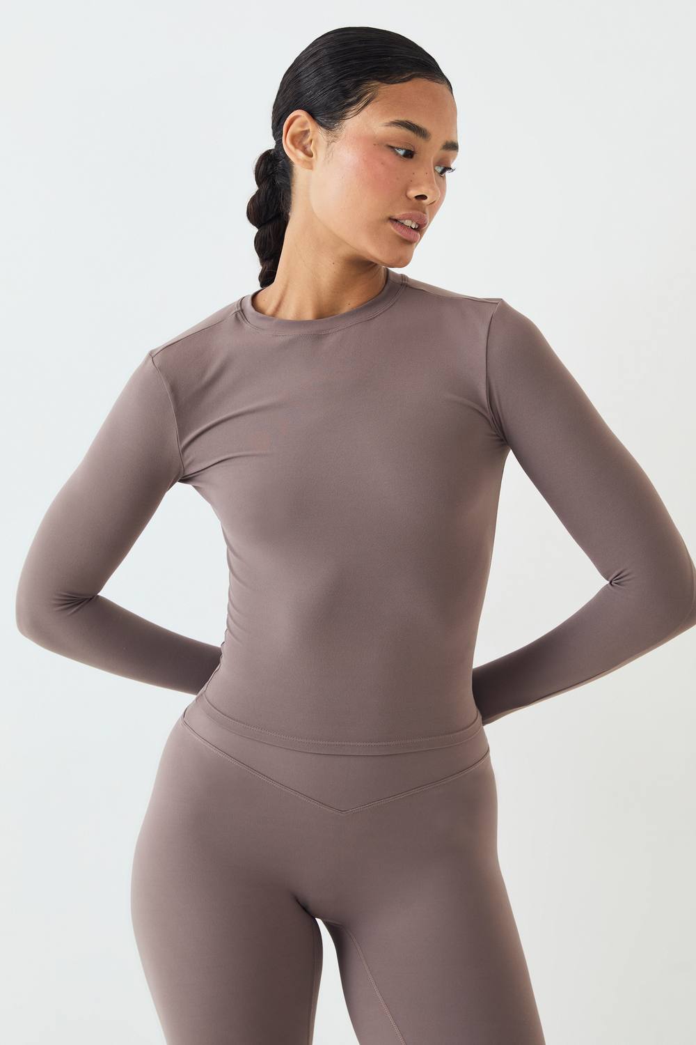 DSGN Studio Women's Soft Luxe Long Sleeve Top in Cocoa by boohoo