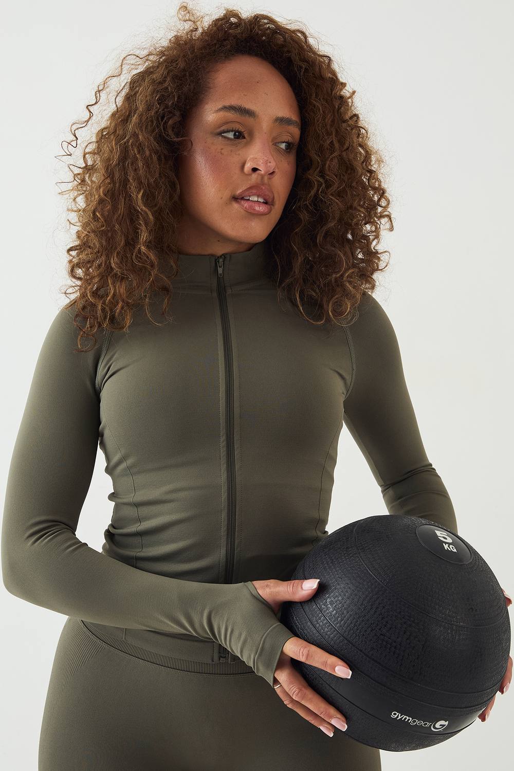 DSGN Studio Women's Sport Contour Seamless Zip Through Sports Jacket in Fern by boohoo