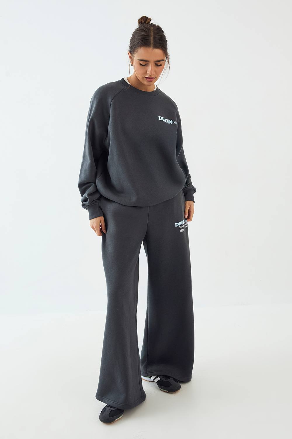 DSGN Studio Women's Sports & Outdoors Printed Sweatshirt Tracksuit in Charcoal by boohoo