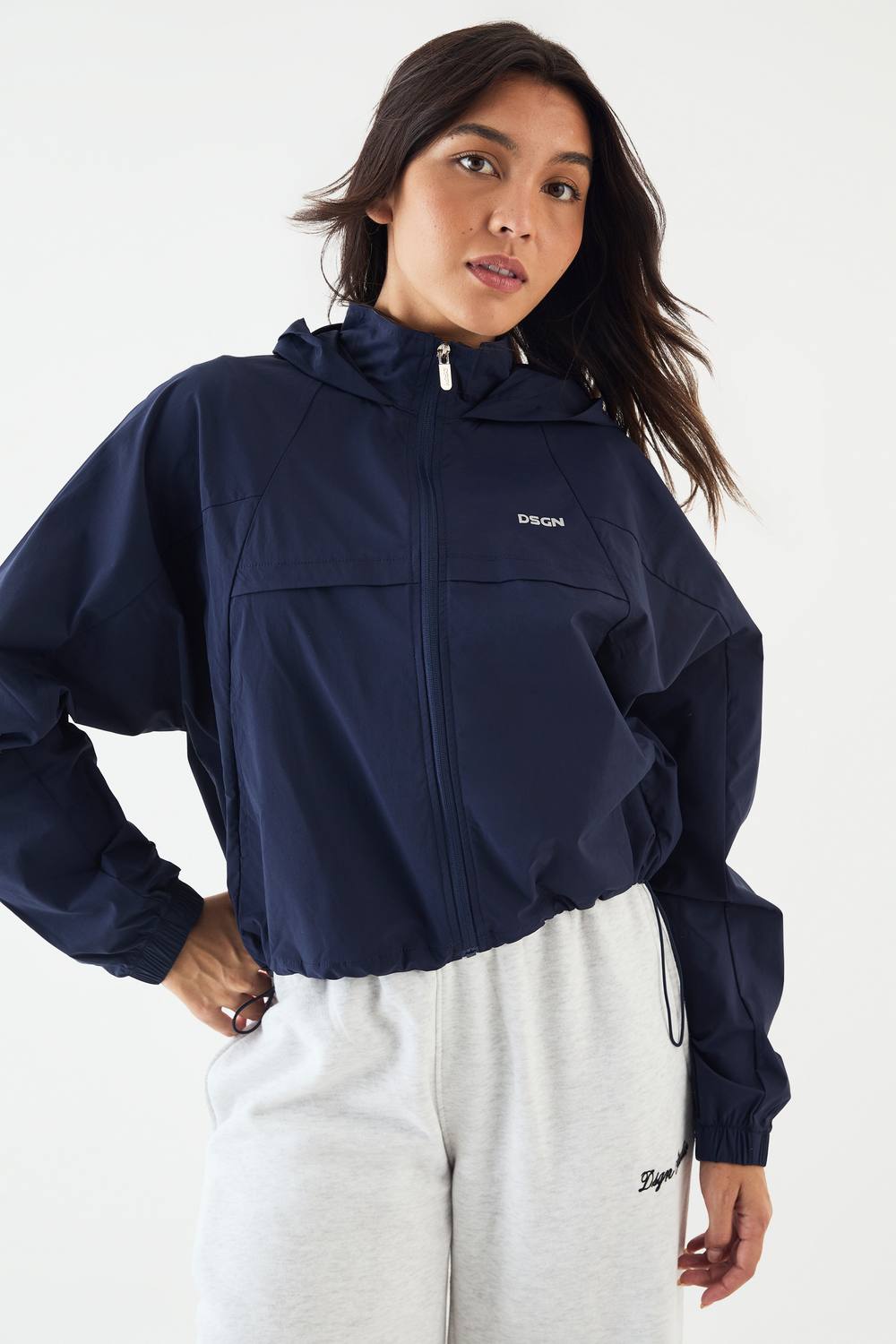 DSGN Studio Women's Zip Through Cropped Track Jacket in Navy by boohoo