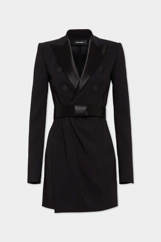 Dsquared2 Double-Breasted Satin-Trim Blazer — Black by Dsquared2