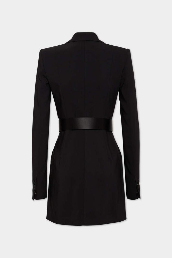 Dsquared2 Double-Breasted Satin-Trim Blazer — Black, view 2