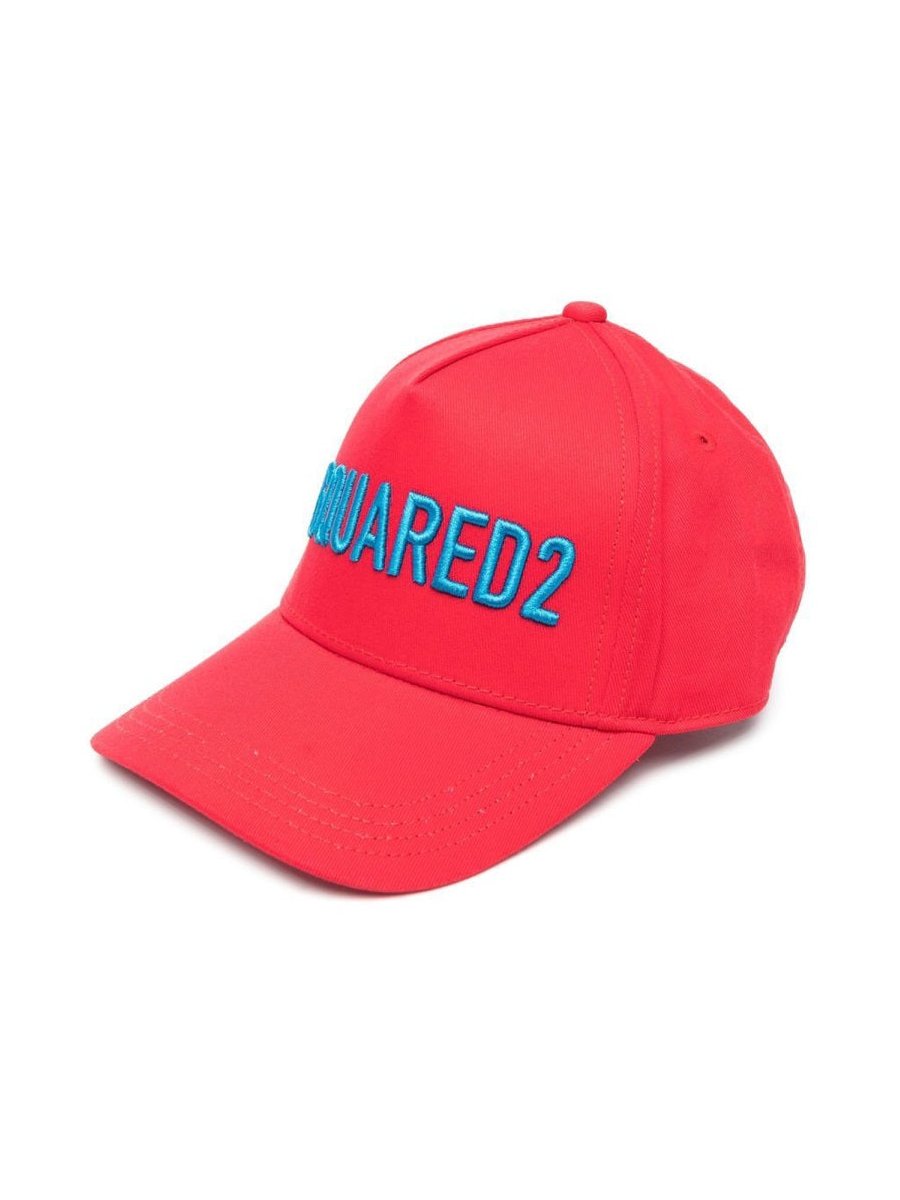 Dsquared2 DQ1562K_D00YTDQ411 Embroidered Logo Cotton Visor — Red by Dsquared2