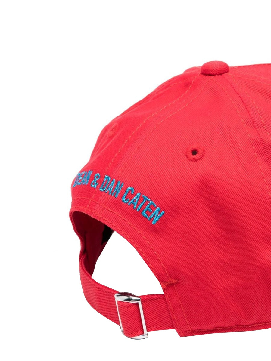 Dsquared2 DQ1562K_D00YTDQ411 Embroidered Logo Cotton Visor — Red, view 2