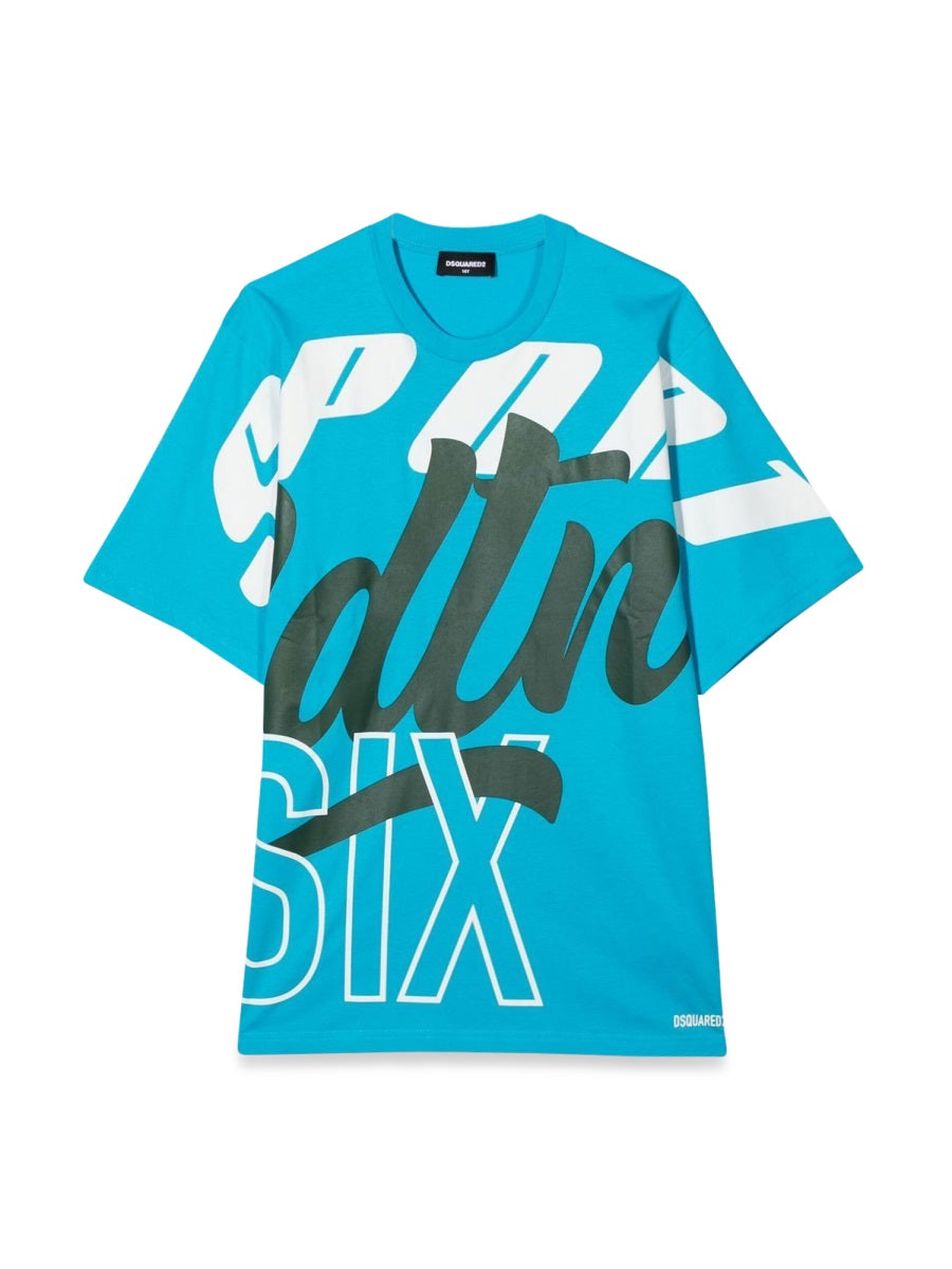 Dsquared2 Allover Writing Cotton T-Shirt — Blue by Dsquared2