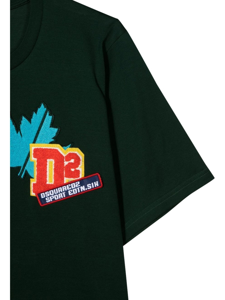 Dsquared2 Front Patch Cotton T-Shirt — Green, view 3