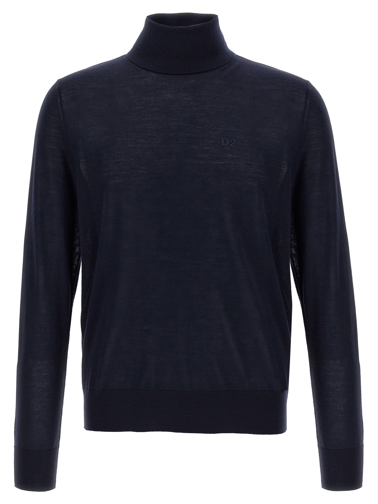 Dsquared2 Wool Logo-Embroidered Turtleneck Sweater — Navy by Dsquared2