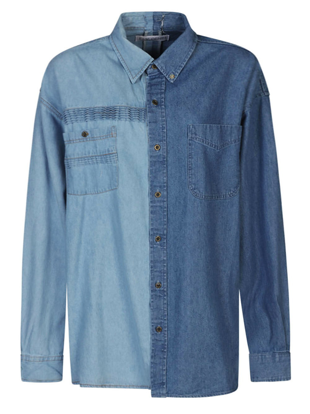 E.L.V. Denim Colorblock Denim Shirt — Blue by E.L.V. Denim