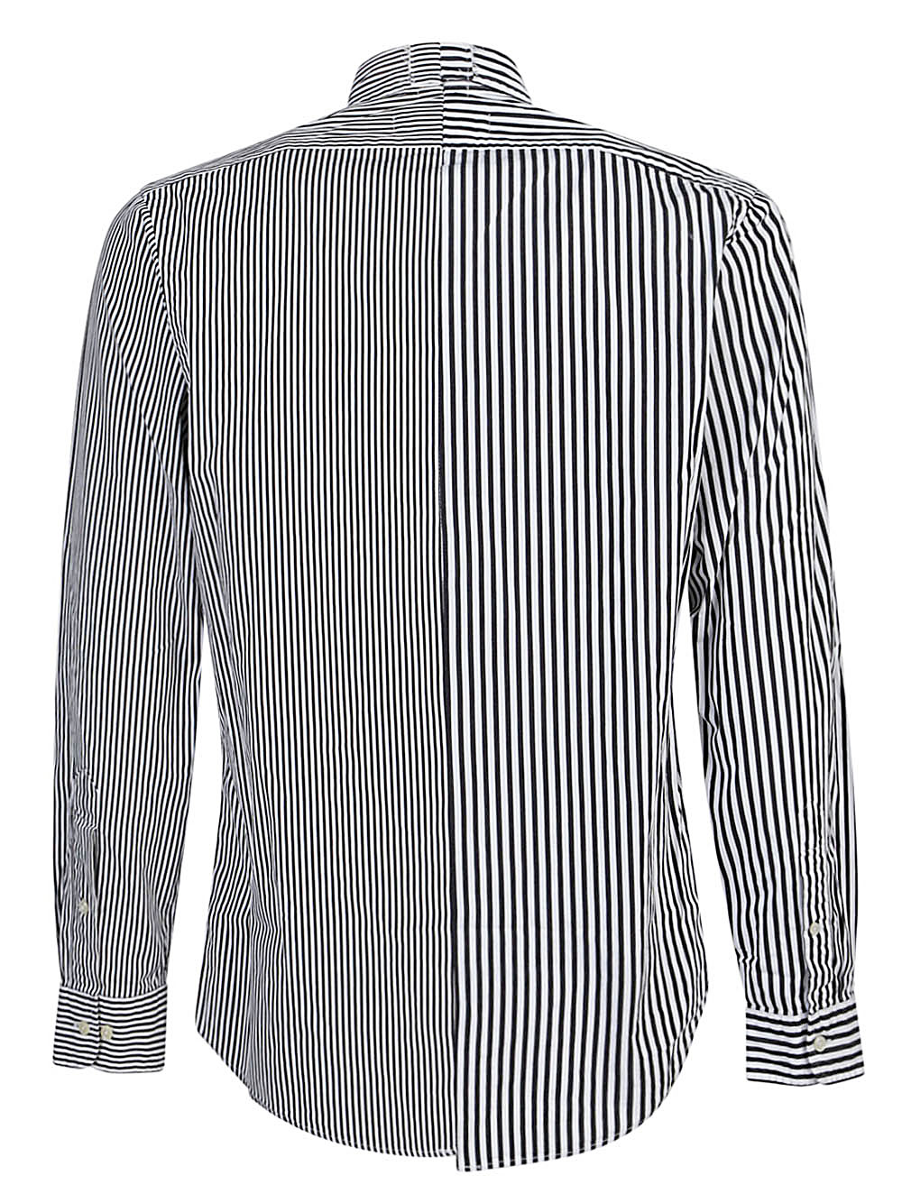 E.L.V. Denim Contrast Striped Cotton Shirt — White, view 2