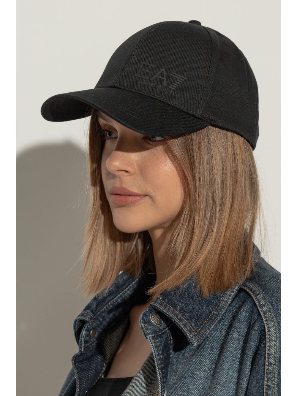 EA7 Logo-Embroidered Baseball Cap — Black, view 3