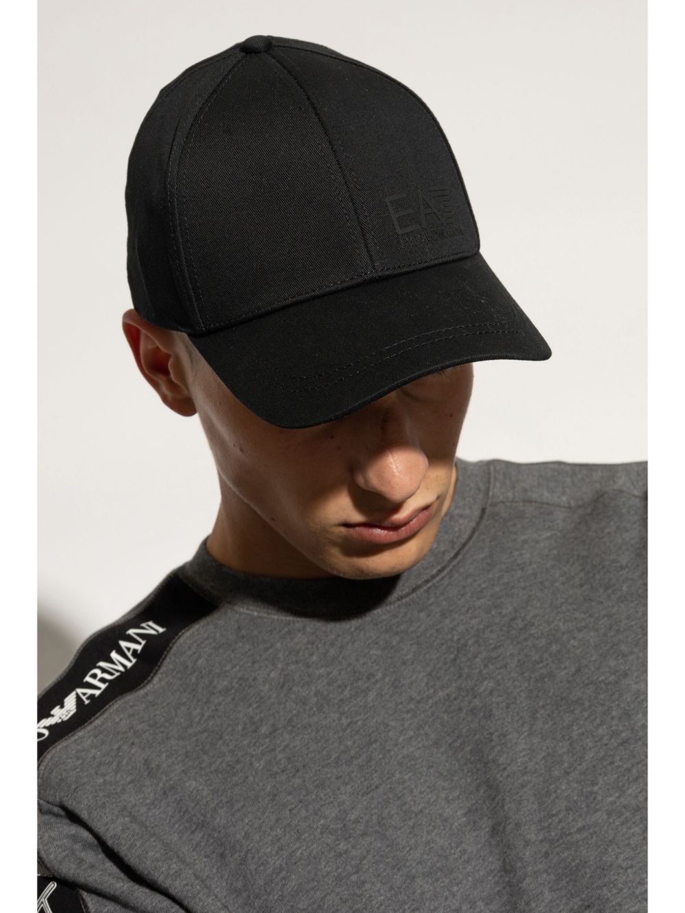 EA7 Logo-Embroidered Baseball Cap — Black, view 4