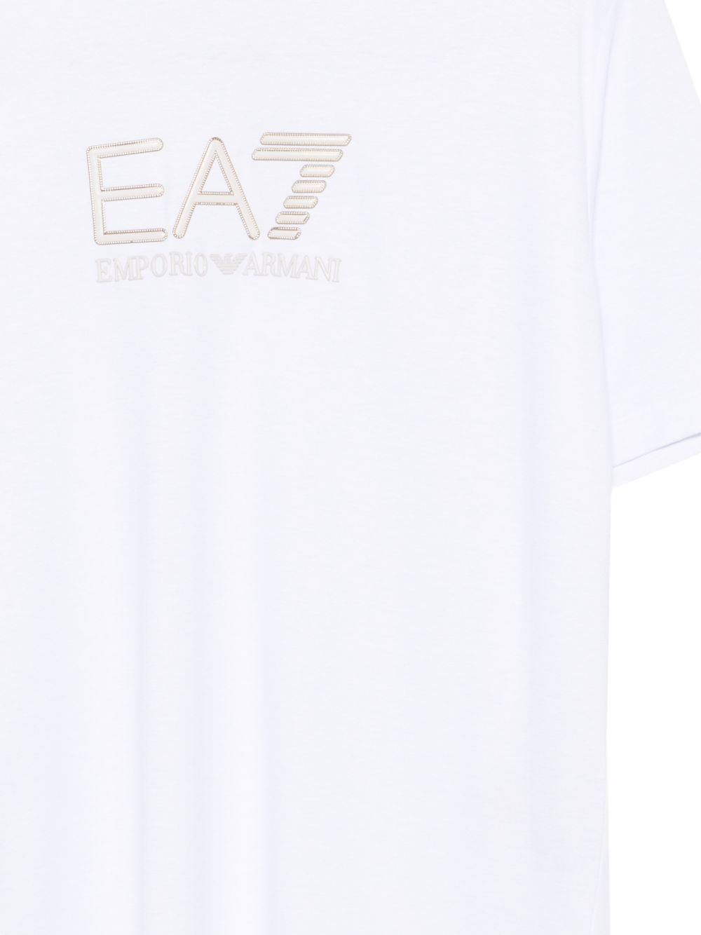 EA7 Logo-Embroidered T-Shirt — White, view 3