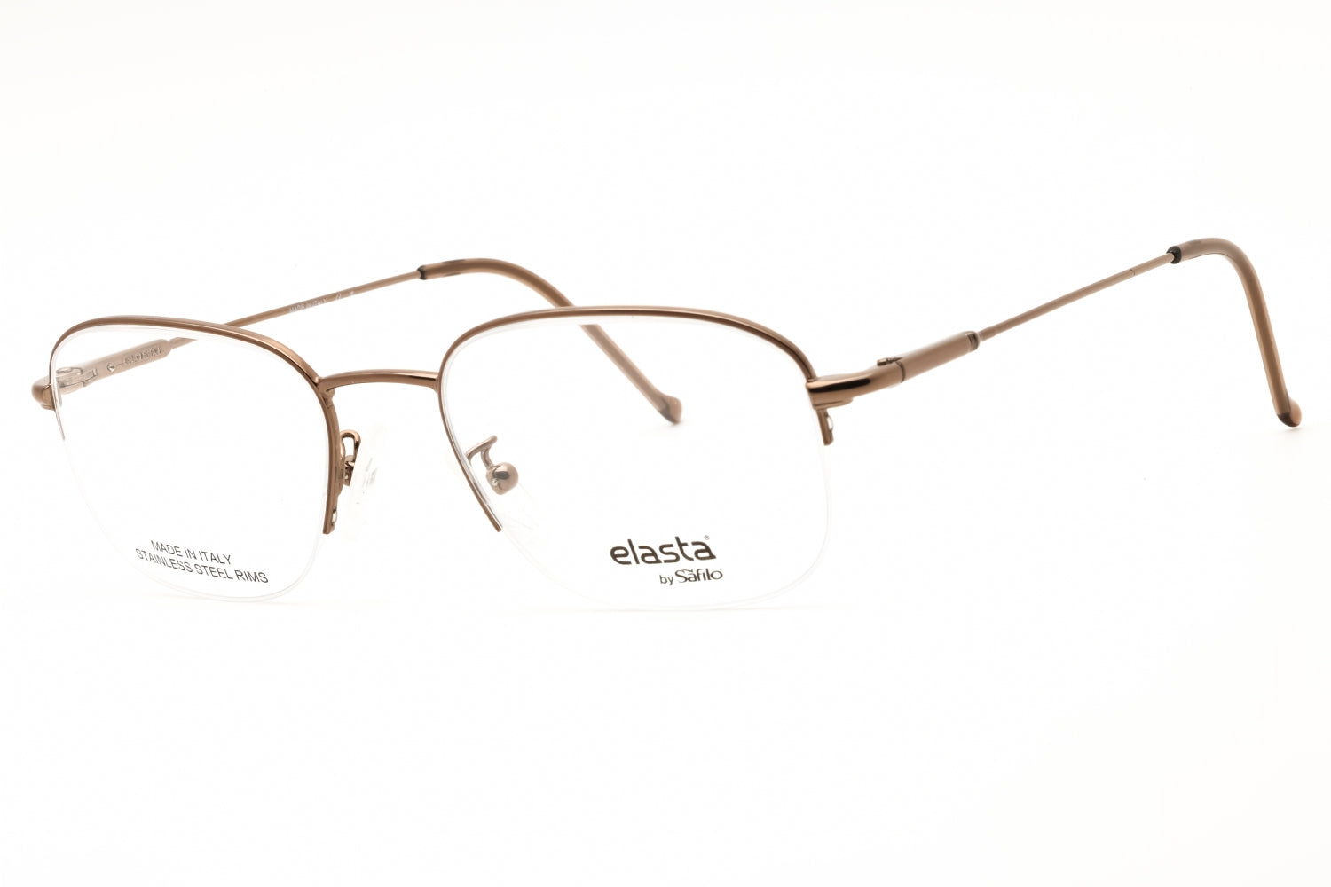Elasta E7033 Metal Rectangle Frame Eyeglasses — Brown by Elasta